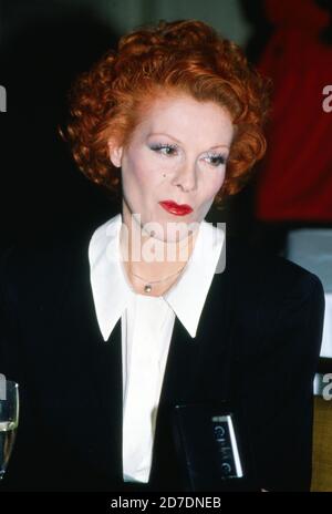 Elisabeth Volkmann, deutsche Schauspielerin und Synchronsprecherin, stellt ad Amburgo ihre neue Hautpflege-Serie 'Hautfrühling' vor, Deutschland 1988. Foto Stock