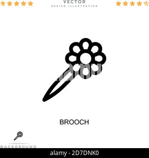 Icona Brooch. Semplice elemento della raccolta delle interruzioni digitali. Icona Brooch linea per modelli, infografiche e altro ancora Illustrazione Vettoriale