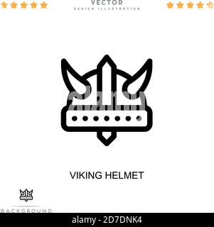 Icona casco Viking. Semplice elemento della raccolta delle interruzioni digitali. Icona del casco Line Viking per modelli, infografiche e altro ancora Illustrazione Vettoriale