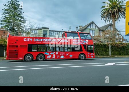 AUCKLAND, NUOVA ZELANDA - Set 14, 2019: Auckland / Nuova Zelanda - Settembre 14 2019: City Sightseeing Tours in autobus a Parnell Foto Stock