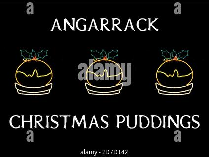 Pudding natalizio visto all'Angarrack mostra di luci natalizie in Cornovaglia. Foto Stock