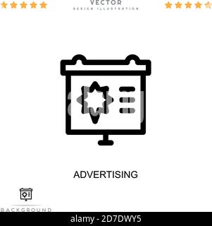 Icona di pubblicità. Semplice elemento della raccolta delle interruzioni digitali. Icona della pubblicità su linea per modelli, infografiche e altro ancora Illustrazione Vettoriale