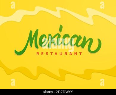 Logo di testo vettoriale del ristorante messicano Illustrazione Vettoriale
