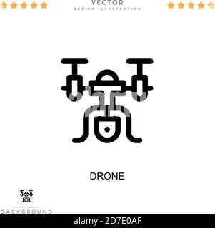 Icona drone. Semplice elemento della raccolta delle interruzioni digitali. Icona del drone di linea per modelli, infografiche e altro ancora Illustrazione Vettoriale
