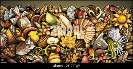 Giorno di ringraziamento doodle illustrazione Illustrazione Vettoriale