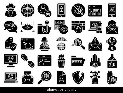 Iconset di Cyber Security Glyph Foto Stock