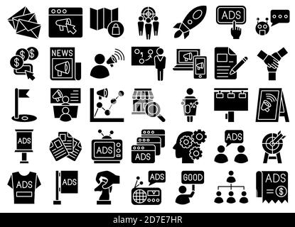 Iconset Glyph marketing Foto Stock