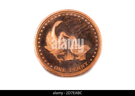 Una vista ravvicinata di un Penny Coin da Isola di Gough Foto Stock