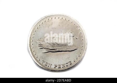 Una vista ravvicinata di un Ten Pence Coin da Isola di Gough Foto Stock