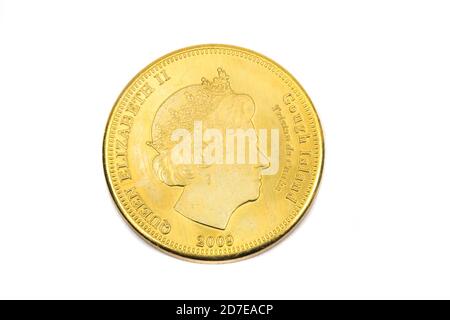 Una vista ravvicinata di un Twenty Pence Coin da Isola di Gough Foto Stock