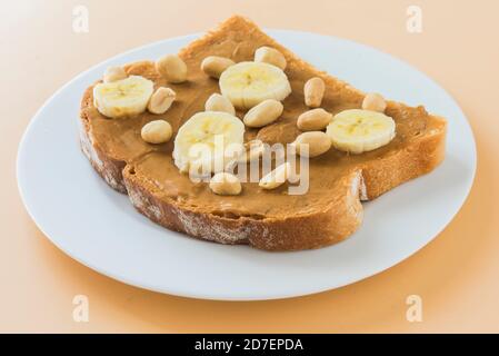 Panino burro di arachidi con banana Foto Stock