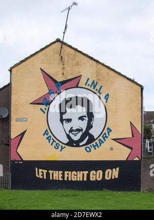 Il murale di Patsy o'Hara a Londonderry, Irlanda del Nord. Foto Stock