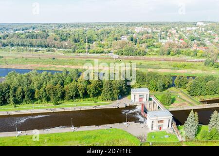 Vista aerea della porta sul canale di Mosca una giornata estiva Foto Stock