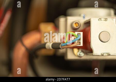 All'interno della caldaia a gas. Dettagli primo piano. Foto Stock