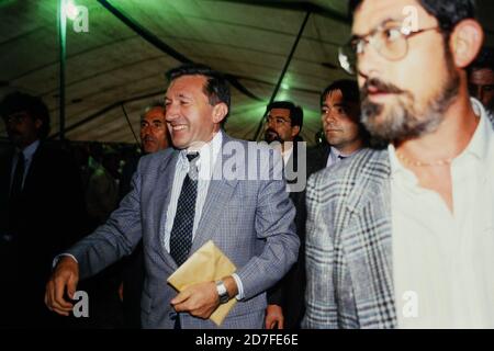 André Lajoignie, Segretario Generale del PCF, si trova a Lione, Francia, 1987 Foto Stock