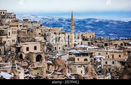 Pigeon Valley a Goreme durante l'inverno. Cappadocia, Turchia Foto Stock