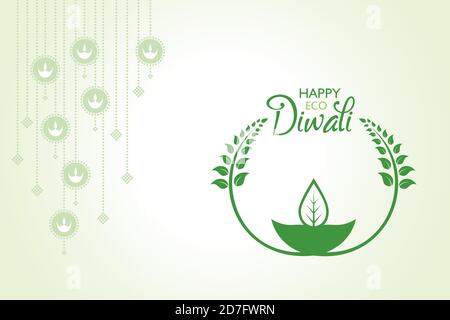 Immagine del messaggio di saluto per celebrare il verde diwali concept Illustrazione Vettoriale