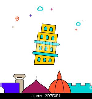 Torre Pendente di Pisa icona a linea piena, semplice illustrazione Illustrazione Vettoriale