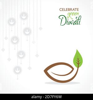 Immagine del messaggio di saluto per celebrare il verde diwali concept Illustrazione Vettoriale