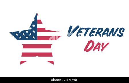 Biglietto d'auguri per il Veterans Day con stelle su sfondo bianco. Onorando tutti coloro che hanno servito. Illustrazione vettoriale. Illustrazione Vettoriale