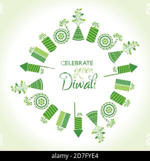 Immagine del messaggio di saluto per celebrare il verde diwali concept Illustrazione Vettoriale