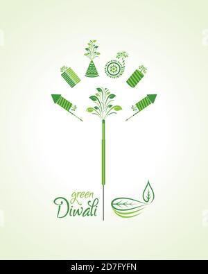 Immagine del messaggio di saluto per celebrare il verde diwali concept Illustrazione Vettoriale