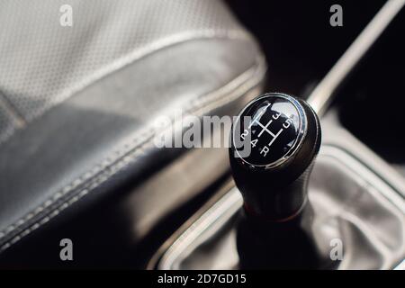 leva del cambio manuale, immagine vista ravvicinata Foto Stock