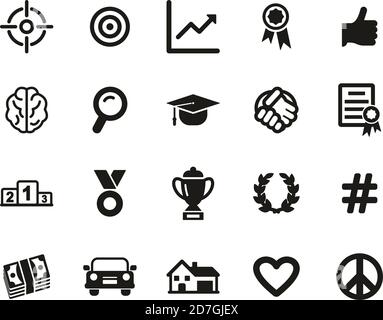 Goal & aspiration Icons Black & White Set Big Illustrazione Vettoriale