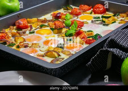 Pasto sano con uova Foto Stock