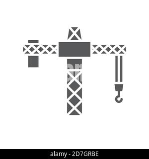 Simbolo a forma di torre della gru vettoriale utensili da costruzione isolati su bianco sfondo Illustrazione Vettoriale