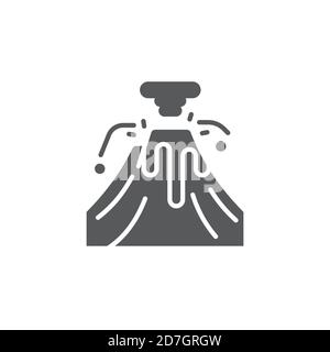 Vulcano eruzione vettore icona simbolo disastro isolato su sfondo bianco Illustrazione Vettoriale