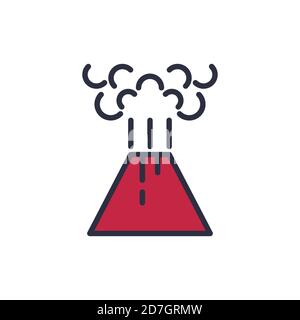 Vulcano eruzione vettore icona simbolo disastro isolato su sfondo bianco Illustrazione Vettoriale