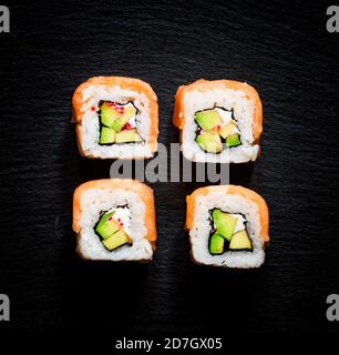 Panini con salmone, vista dall'alto Foto Stock