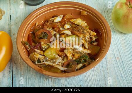 Vendita Satini Poisson - Chutney di pesce salato, tipico piatto creolo Mauriziano Foto Stock