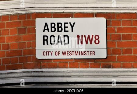 Abbey Road City of Westminster Street segno dettaglio, Londra, Regno Unito Foto Stock