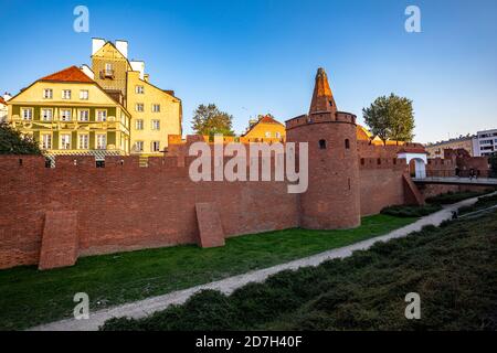 Warsaw Barbican, cinquecentesco muro di difesa castello Foto Stock