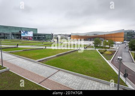 Biblioteca centrale Oodi a Helsinki, Finlandia Foto Stock