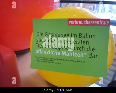 Protezione del clima, uso sostenibile degli alimenti, produzione di gas di cattura termica di un pasto vegetariano, Germania Foto Stock