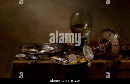 Still Life with Oysters, a Silver Tazza and Glassware, Willem Claesz Heda, 1635, Metropolitan Museum of Art, Manhattan, New York City, USA, North Amer Foto Stock