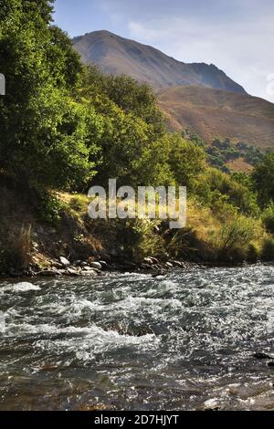 Fiume Turgen nella gola di Turgen. Kazakistan Foto Stock