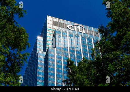 25 Canada Square - Citibank / Citigroup ha uffici a Canary Wharf, London, Regno Unito Foto Stock