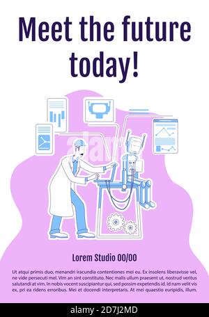 Ecco il futuro oggi poster modello vettoriale silhouette piatta Illustrazione Vettoriale