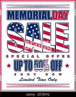 Illustrazione vettoriale per la vendita del Memorial Day. Perfetto per qualsiasi utilizzo. Illustrazione Vettoriale