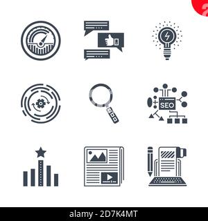 SEO e Web opimizzazione icone set Illustrazione Vettoriale