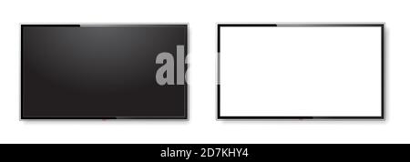Schermo TV realistico, isolato su bianco Illustrazione Vettoriale