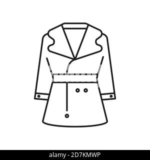 icona cappotto dell'icona dell'abbigliamento invernale per il concept mobile e le app web. L'icona del cappotto sottile può essere utilizzata per il Web e i dispositivi mobili. Icona Premium su bianco Illustrazione Vettoriale