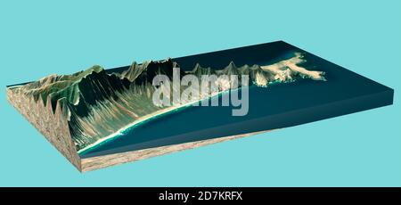 Vista aerea, satellite di Fuerteventura, Isole Canarie, Spagna. Cofete Beach, a sud dell'isola. Punta Jandia. Playa de los Ojos. Morro Jable Foto Stock