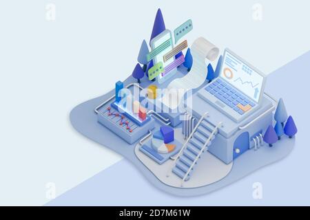 Analisi dei dati disegno moderno illustrazione 3d Foto Stock