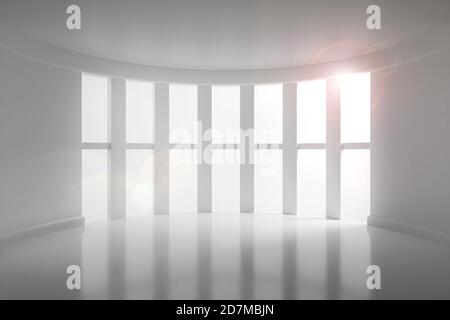 camera bianca con porta e finestra illustrazione 3d Foto Stock