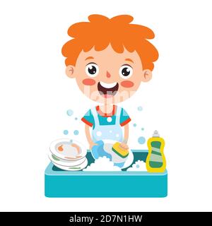 Pose ed espressioni di un ragazzo divertente Illustrazione Vettoriale